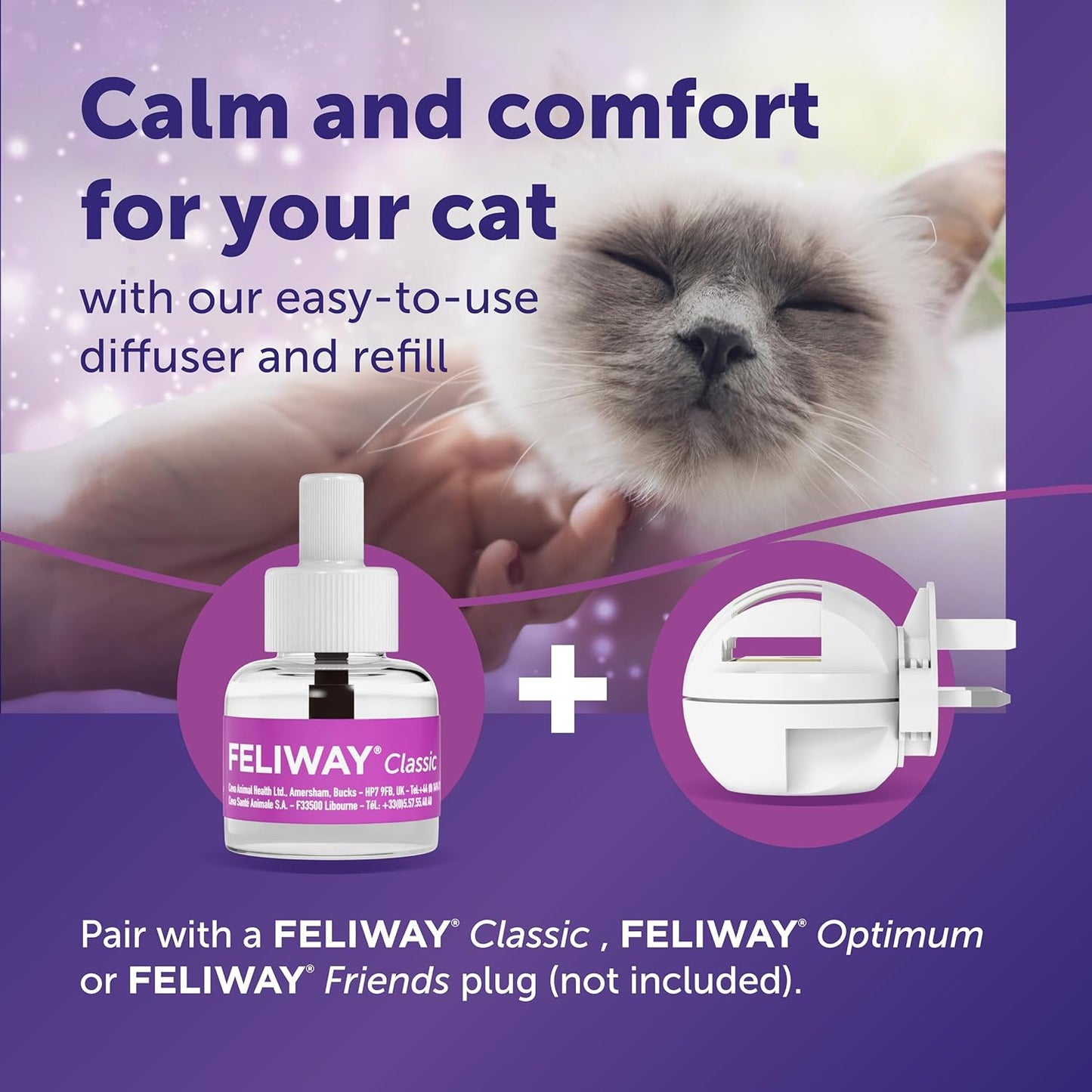 Classic 30 Day Refill, 48Ml Classic Refill for Plug in Anxiety Relief Pheromone Diffuser for Cats, Calm Your Cat and Reduce Behavioural Issues and Stress with Classic