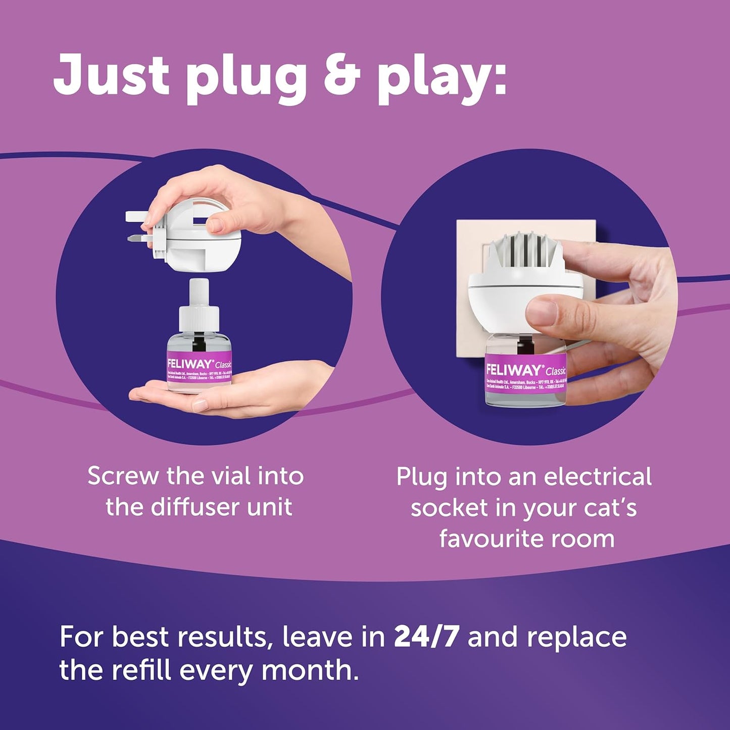 Classic 30 Day Refill, 48Ml Classic Refill for Plug in Anxiety Relief Pheromone Diffuser for Cats, Calm Your Cat and Reduce Behavioural Issues and Stress with Classic