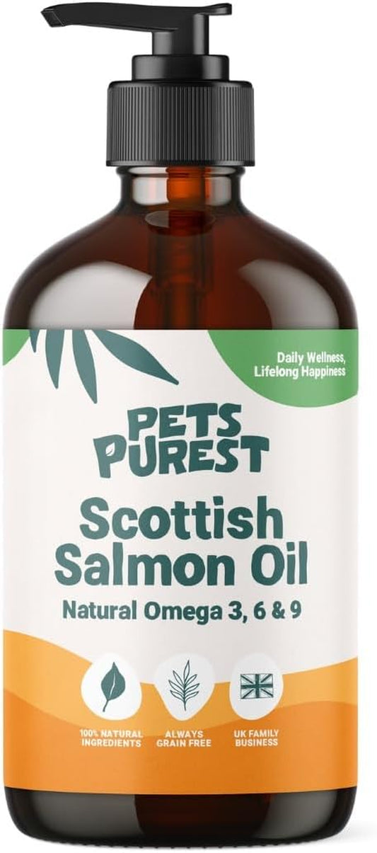Scottish Salmon Oil for Dogs, Cats, Horse, Ferret - Pure Omega 3, 6 & 9 Fish Oil Food Treats Supplement for Natural Coat, Immune Support, Itchy Skin, Joint & Brain Health (500Ml)