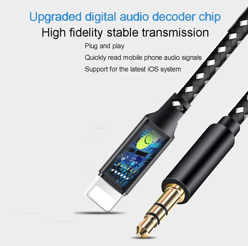 Aux Cable for Iphone in Car 3.5Mm Aux Cord Aux Lead Compatible with Iphone 14/14 Pro/14Pro Max/13/13 Pro/12/12 Pro/11 Pro/11/Xs/Xr/X/8/7 Works for Car Stereo