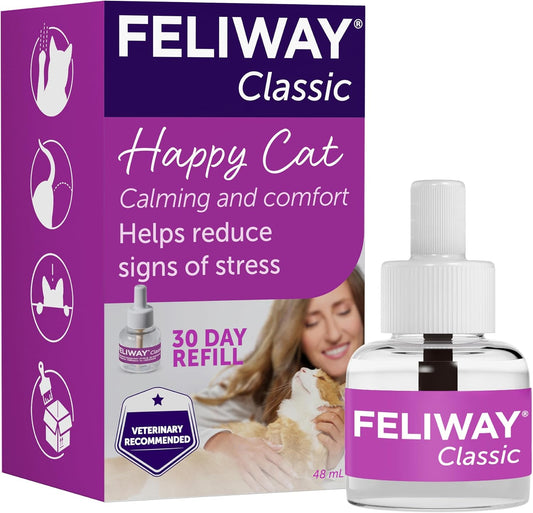 Classic 30 Day Refill, 48Ml  Classic Refill for Plug in Anxiety Relief Pheromone Diffuser for Cats, Calm Your Cat and Reduce Behavioural Issues and Stress with  Classic